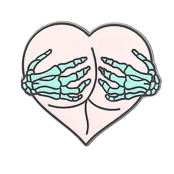 Jewelry - Skeleton heart (butt) enamel pin
